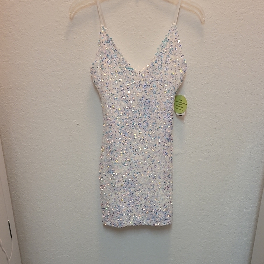 Sequin Embellished White Dress
